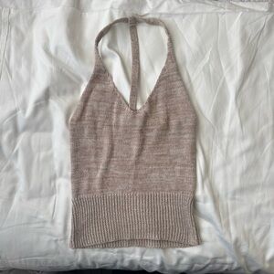 Active USA Taupe Knit Halter Top